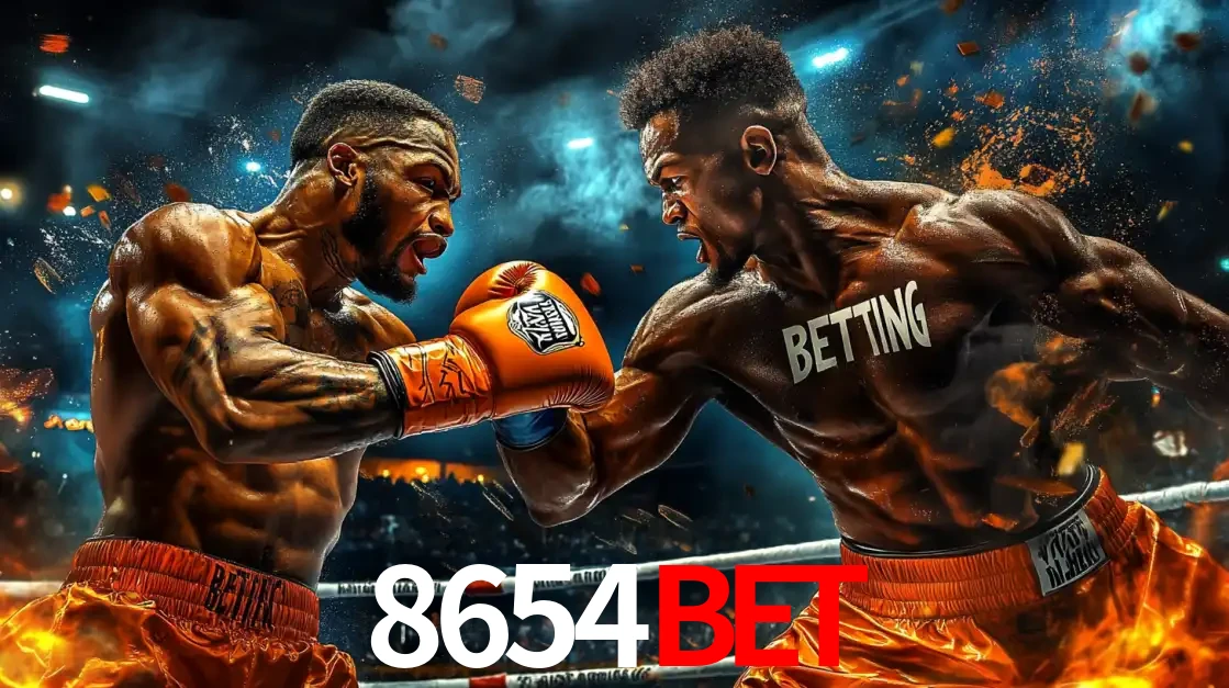 Dois boxeadores em uma luta intensa e explosiva, representando a adrenalina e as oportunidades de apostas em esportes de combate disponíveis na plataforma 8654BET.