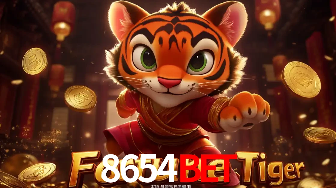 O carismático mascote do jogo de slot Fortune Tiger, um tigre fofo em pose de artes marciais, pronto para trazer sorte e multiplicadores de ganhos no cassino online 8654BET.