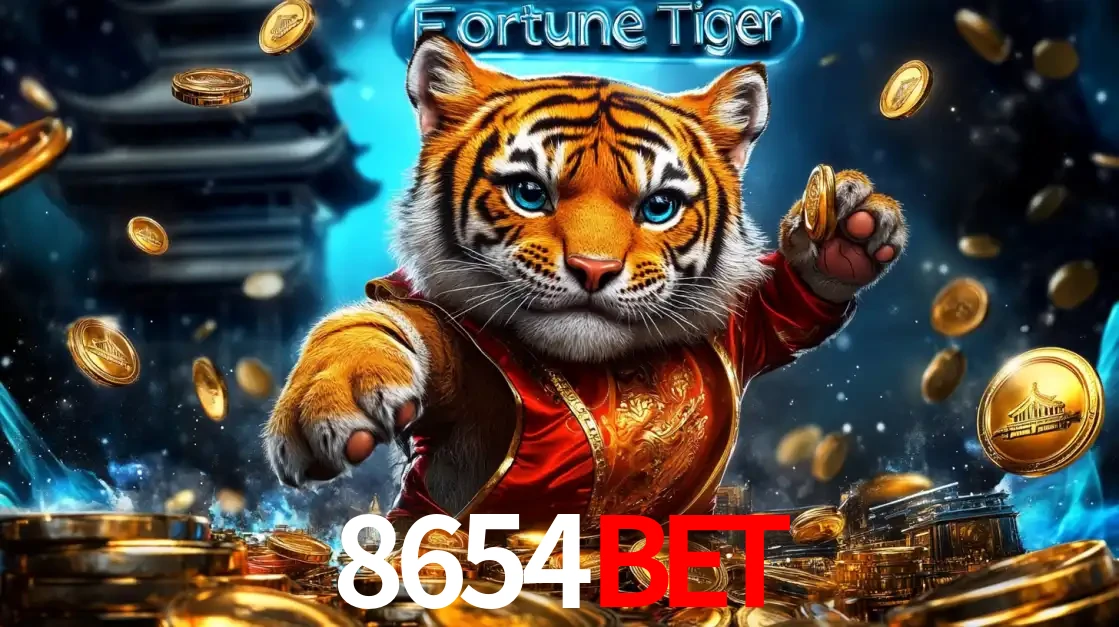 Imagem promocional do jogo de slot Fortune Tiger, com um tigre majestoso em traje tradicional cercado por uma fortuna em moedas de ouro, disponível agora no cassino 8654BET.